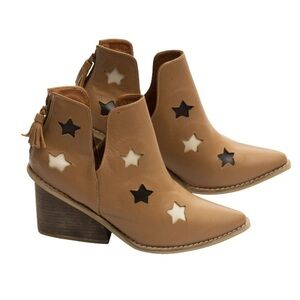 Silvia Cobos Leather Shoot For The Moon Booties in Honey-New